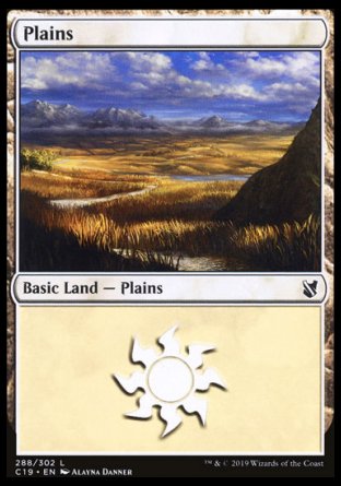 (288) Magic The Gathering Commander 2019 Single: Plains (V.1)  Land