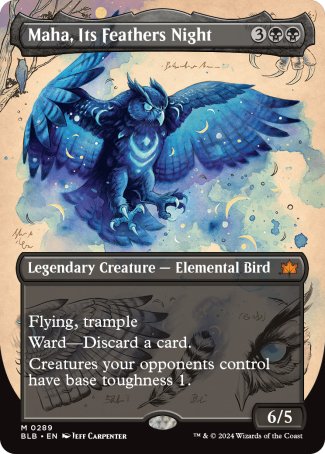 (289) Magic The Gathering Bloomburrow: Extras Single: Maha, Its Feathers Night Holo Mythic