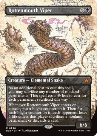 (290) Magic The Gathering Bloomburrow: Extras Single: Rottenmouth Viper Holo Mythic
