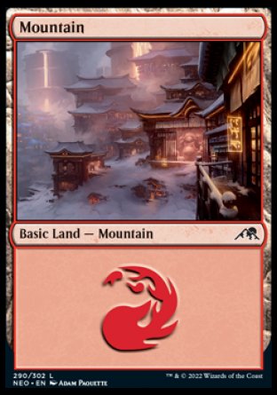 (290) Magic The Gathering Kamigawa: Neon Dynasty Single: Mountain (V.4) Holo Land
