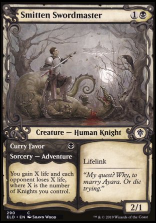 (290) Magic The Gathering Throne of Eldraine: Extras Single: Smitten Swordmaster // Curry Favor  Common