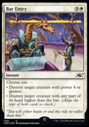 (290) Magic The Gathering Unfinity: Extras Single: Bar Entry Holo Common