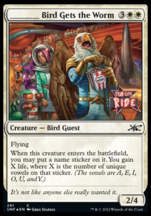 (291) Magic The Gathering Unfinity: Extras Single: ________ Bird Gets the Worm  Common