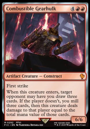 (292) Magic The Gathering Commander: Magic: The Gathering - FINAL FANTASY Single: Combustible Gearhulk  Mythic