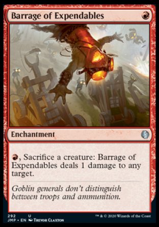 (292) Magic The Gathering Jumpstart Single: Barrage of Expendables  Uncommon