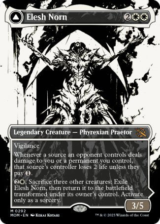 (292) Magic The Gathering March of the Machine: Extras Single: Elesh Norn // The Argent Etchings (V.1) Holo Mythic