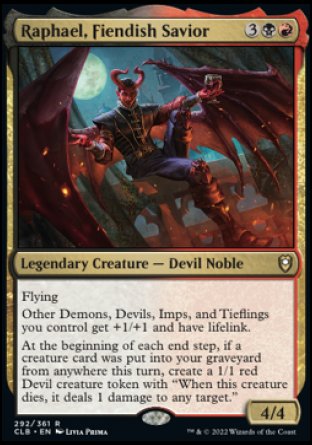 (292) Magic The Gathering Commander Legends: Battle for Baldur's Gate Single: Raphael, Fiendish Savior  Rare