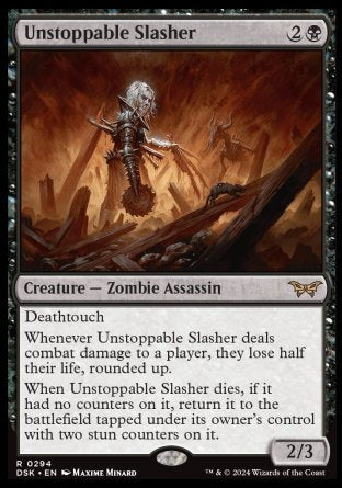 (294) Magic The Gathering Duskmourn: House of Horror: Extras Single: Unstoppable Slasher (V.1) Holo Rare