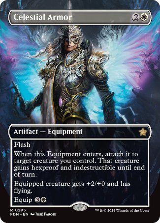 (295) Magic The Gathering Magic: The Gathering Foundations: Extras Single: Celestial Armor (V.1) Holo Rare