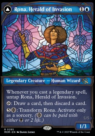 (295) Magic The Gathering March of the Machine: Extras Single: Rona, Herald of Invasion // Rona, Tolarian Obliterator Holo Rare