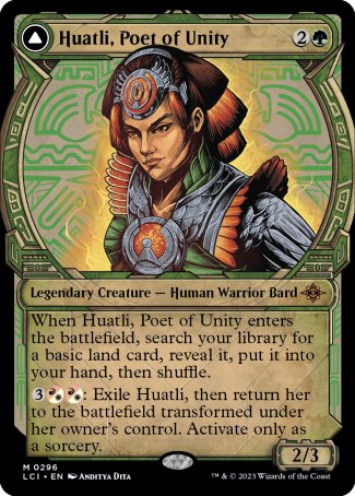 (296) Magic The Gathering The Lost Caverns of Ixalan: Extras Single: Huatli, Poet of Unity // Roar of the Fifth People (V.1)  Mythic