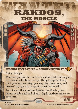 (297) Magic The Gathering Outlaws of Thunder Junction: Extras Single: Rakdos, the Muscle  Mythic