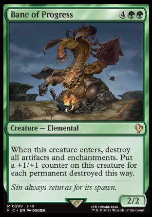 (299) Magic The Gathering Commander: Magic: The Gathering - FINAL FANTASY Single: Bane of Progress  Rare