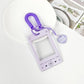 Photocard Holder: Music Player with Spring Cord & Heart Charm: Purple