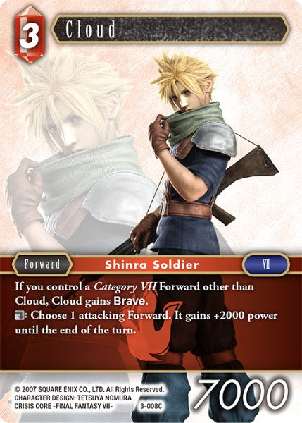 (008) Final Fantasy TCG Opus III Single: Cloud (3-008) Holo Common