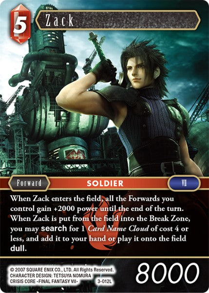 (012) Final Fantasy TCG Opus III Single: Zack (3-012) Holo Legend