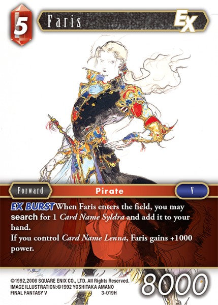 (019) Final Fantasy TCG Opus III Single: Faris (3-019) Holo Hero
