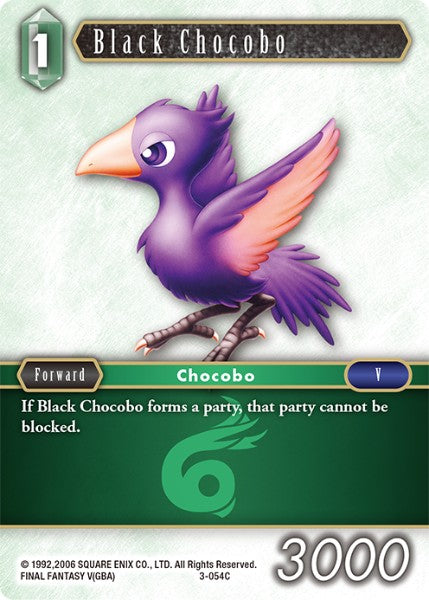 (054) Final Fantasy TCG Opus III Single: Black Chocobo (3-054) Holo Common