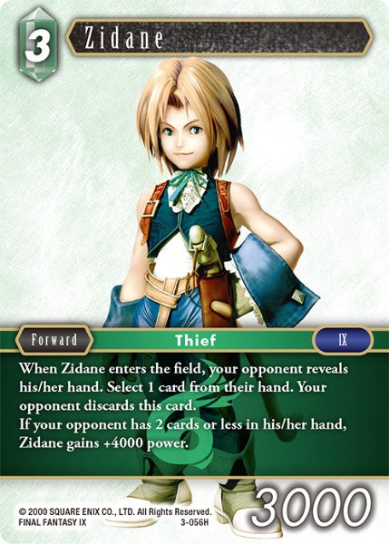 (056) Final Fantasy TCG Opus III Single: Zidane (3-056) Holo Hero