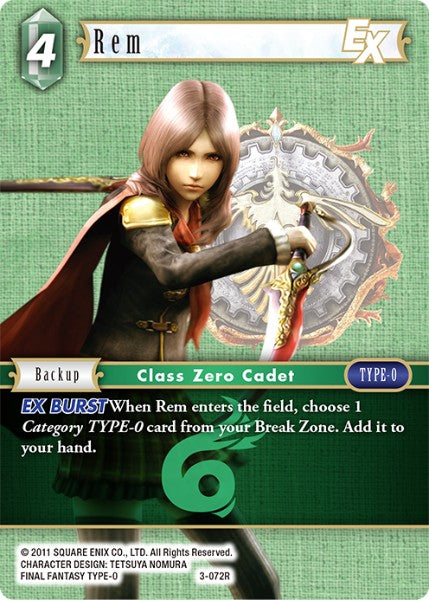(072) Final Fantasy TCG Opus III Single: Rem (3-072) Holo Rare