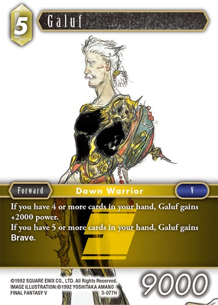 (077) Final Fantasy TCG Opus III Single: Galuf (3-077) Holo Hero