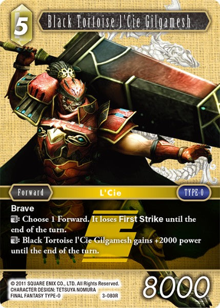 (080) Final Fantasy TCG Opus III Single: Black Tortoise l'Cie Gilgamesh (3-080) Holo Rare
