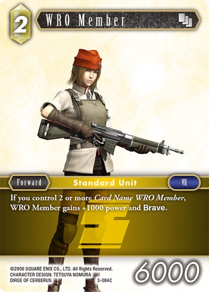 (084) Final Fantasy TCG Opus III Single: WRO Member (3-084)  Common