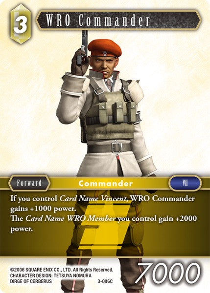 (086) Final Fantasy TCG Opus III Single: WRO Commander (3-086) Holo Common