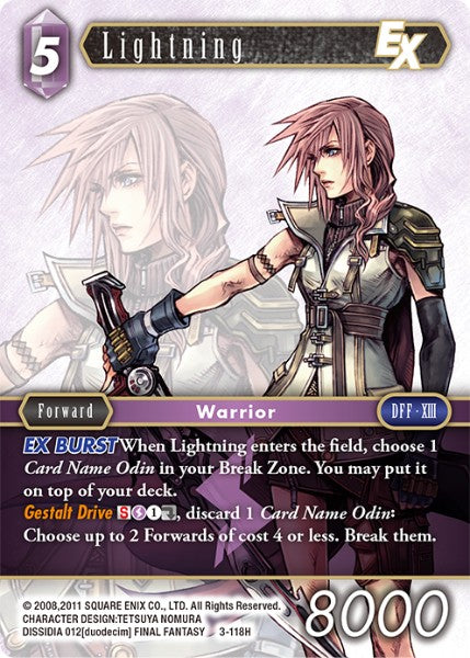 (118) Final Fantasy TCG Opus III Single: Lightning (3-118) Holo Hero