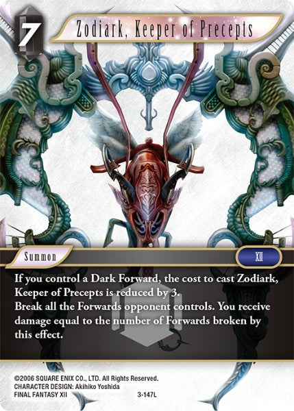 (147) Final Fantasy TCG Opus III Single: Zodiark, Keeper of Precepts (3-147) Holo Legend