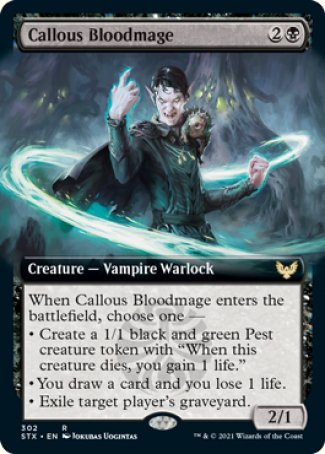 (302) Magic The Gathering Strixhaven: School of Mages: Extras Single: Callous Bloodmage  Rare