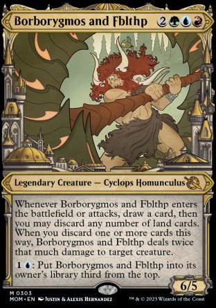 (303) Magic The Gathering March of the Machine: Extras Single: Borborygmos and Fblthp Holo Mythic