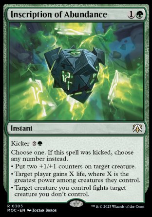 (303) Magic The Gathering Commander: March of the Machine Single: Inscription of Abundance  Rare