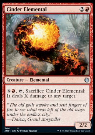 (304) Magic The Gathering Jumpstart Single: Cinder Elemental  Uncommon