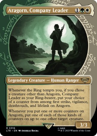 (316) Magic The Gathering The Lord of the Rings: Tales of Middle-earth: Extras Single: Aragorn, Company Leader (V.1) Holo Rare