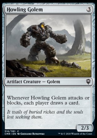(316/361) Magic The Gathering Commander Legends Single: Howling Golem Holo Common