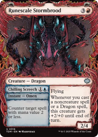 (316) Magic The Gathering Tarkir: Dragonstorm: Extras Single: Runescale Stormbrood // Chilling Screech  Uncommon