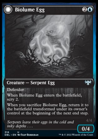 (316) Magic The Gathering Innistrad: Double Feature Single: Biolume Egg // Biolume Serpent Holo Uncommon