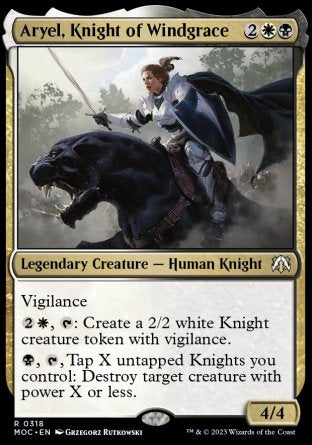 (318) Magic The Gathering Commander: March of the Machine Single: Aryel, Knight of Windgrace  Rare