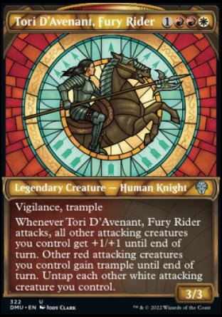 (322) Magic The Gathering Dominaria United: Extras Single: Tori D'Avenant, Fury Rider (V.1)  Uncommon
