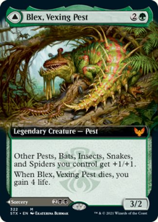 (322) Magic The Gathering Strixhaven: School of Mages: Extras Single: Blex, Vexing Pest // Search for Blex  Mythic