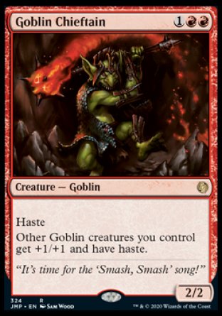 (324) Magic The Gathering Jumpstart Single: Goblin Chieftain  Rare