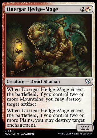 (324) Magic The Gathering Commander: March of the Machine Single: Duergar Hedge-Mage  Uncommon