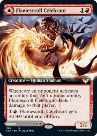 (324) Magic The Gathering Strixhaven: School of Mages: Extras Single: Flamescroll Celebrant // Revel in Silence Holo Rare