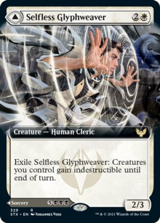 (329) Magic The Gathering Strixhaven: School of Mages: Extras Single: Selfless Glyphweaver // Deadly Vanity Holo Rare