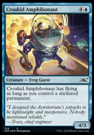 (329) Magic The Gathering Unfinity: Extras Single: Croakid Amphibonaut Holo Common