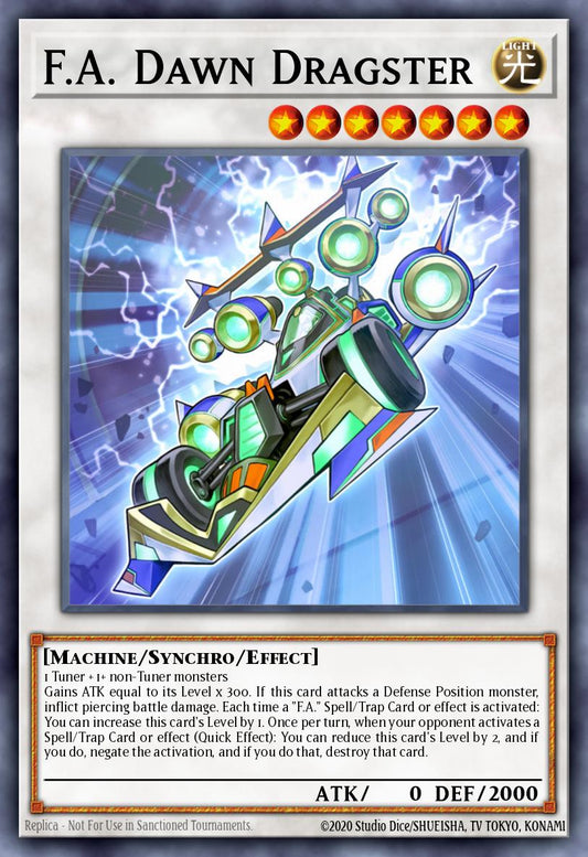 (061) YuGiOh TCG MP19: 2019 Gold Sarcophagus Tin Mega Pack Single: F.A. Dawn Dragster  Super Rare