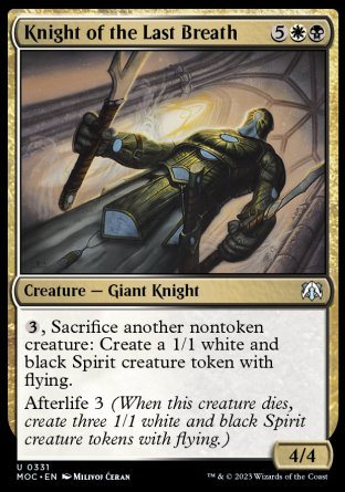 (331) Magic The Gathering Commander: March of the Machine Single: Knight of the Last Breath  Uncommon