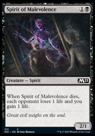 (331) Magic The Gathering Core 2021: Extras Single: Spirit of Malevolence  Common
