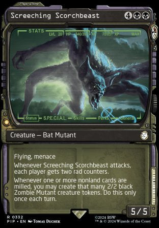 (332) Magic The Gathering Universes Beyond: Fallout: Extras Single: Screeching Scorchbeast (V.1)  Holo Rare